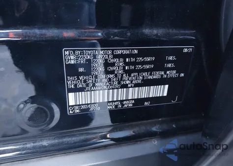 2021 Toyota Venza Le z USA, uszkodzony, nr VIN JTEAAAAH2MJ069392